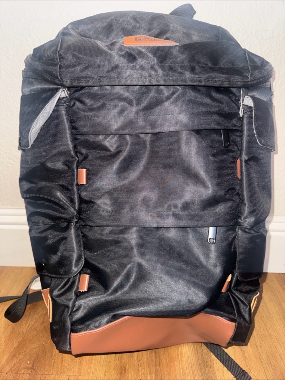 ORIGAUDIO Black With Brown Leather Backpack VSP Premier